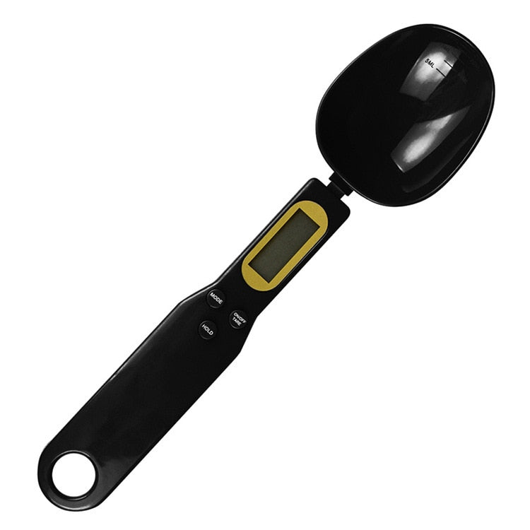 Digital measuring spoon scale with LCD display for precise ingredient measurements in cooking and baking

