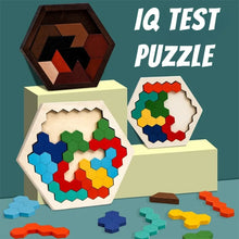 Montessori wooden puzzle for kids with hexagon tangram design

