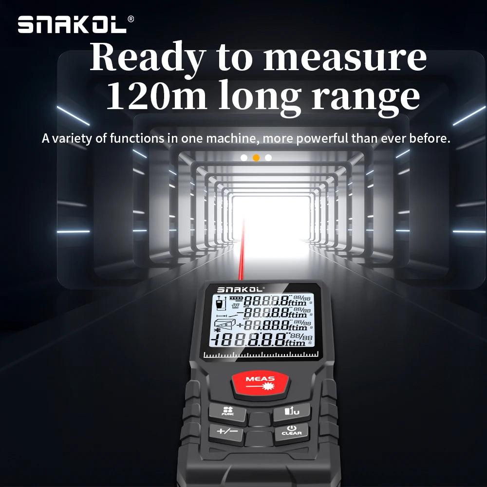 Snakol Laser Distance Meter with 50m to 120m Range, Digital Tape Measure and High Precision Professional Rangefinder Tool