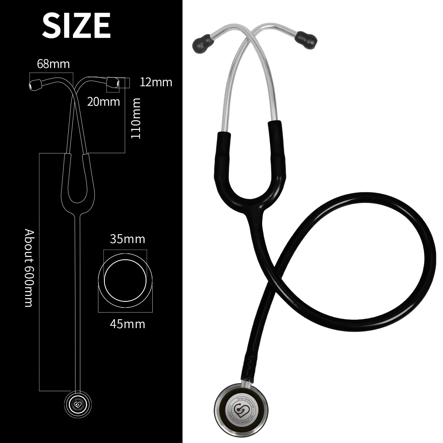 Professional cardiology stethoscope with double-sided chestpiece for medical diagnostics

