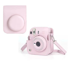 PU leather Instax Mini 12 camera case with shoulder strap for travel and protection

