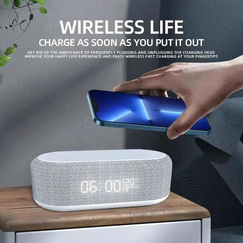 Wireless Charging Alarm Clock with Qi charger for phone, AirPods, and more

