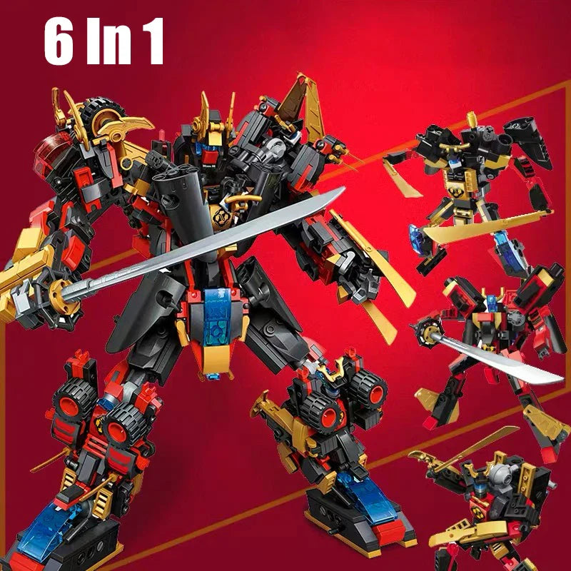 Qman 6-in-1 Transforming Mecha Warrior Building Blocks Set for Kids