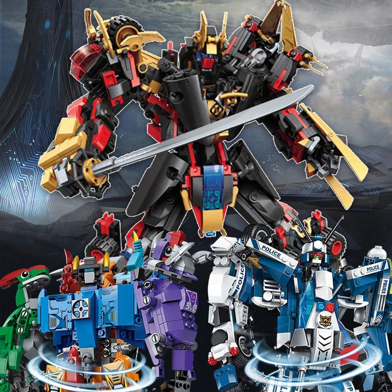 Qman 6-in-1 Transforming Mecha Warrior Building Blocks Set for Kids