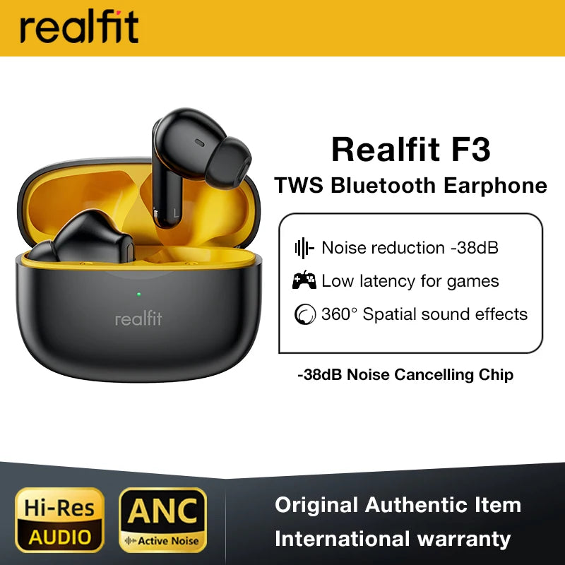 Realfit F3 ANC Bluetooth Earphones with ENC Call and HiFi Stereo Sound