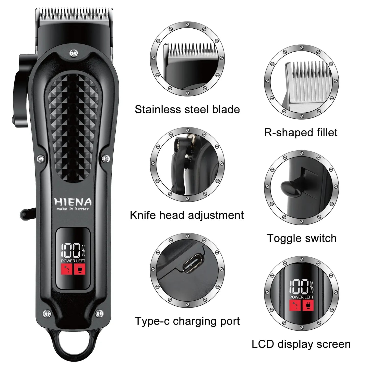 Rechargeable Hair Clipper HYN-212 for Men’s Cordless Beard Trimming