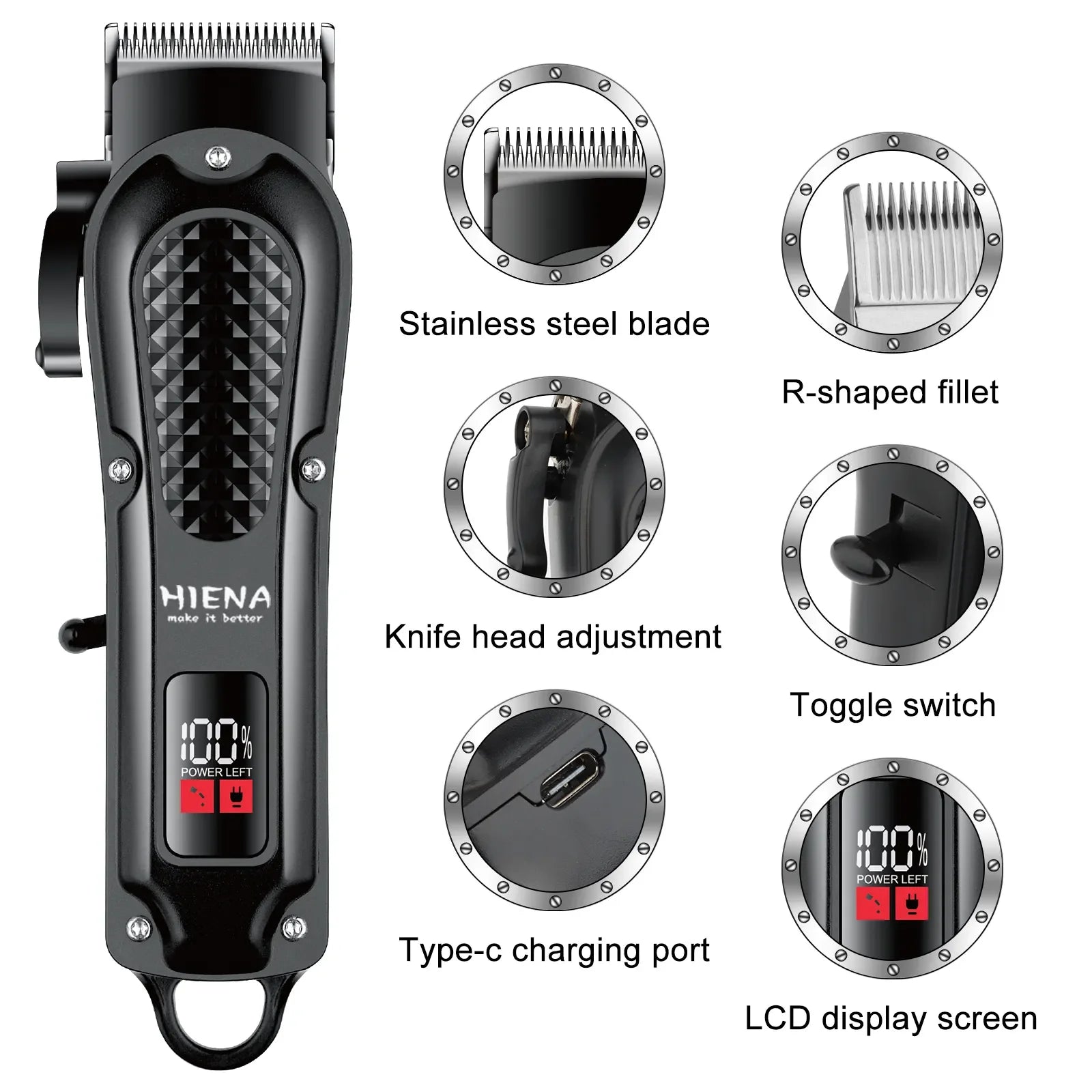 Rechargeable Hair Clipper HYN-212 for Men’s Cordless Beard Trimming