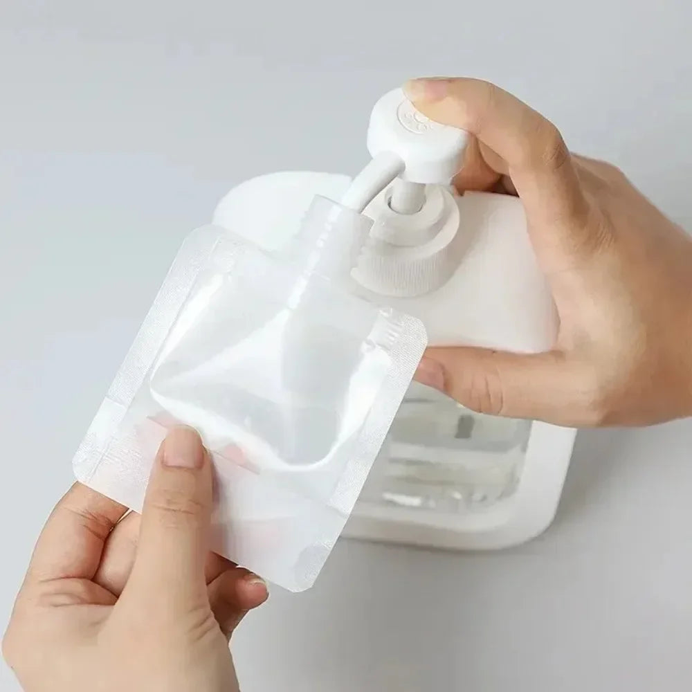 5pcs refillable travel empty squeeze bags for toiletries and cosmetics

