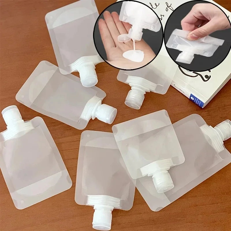 5pcs refillable travel empty squeeze bags for toiletries and cosmetics

