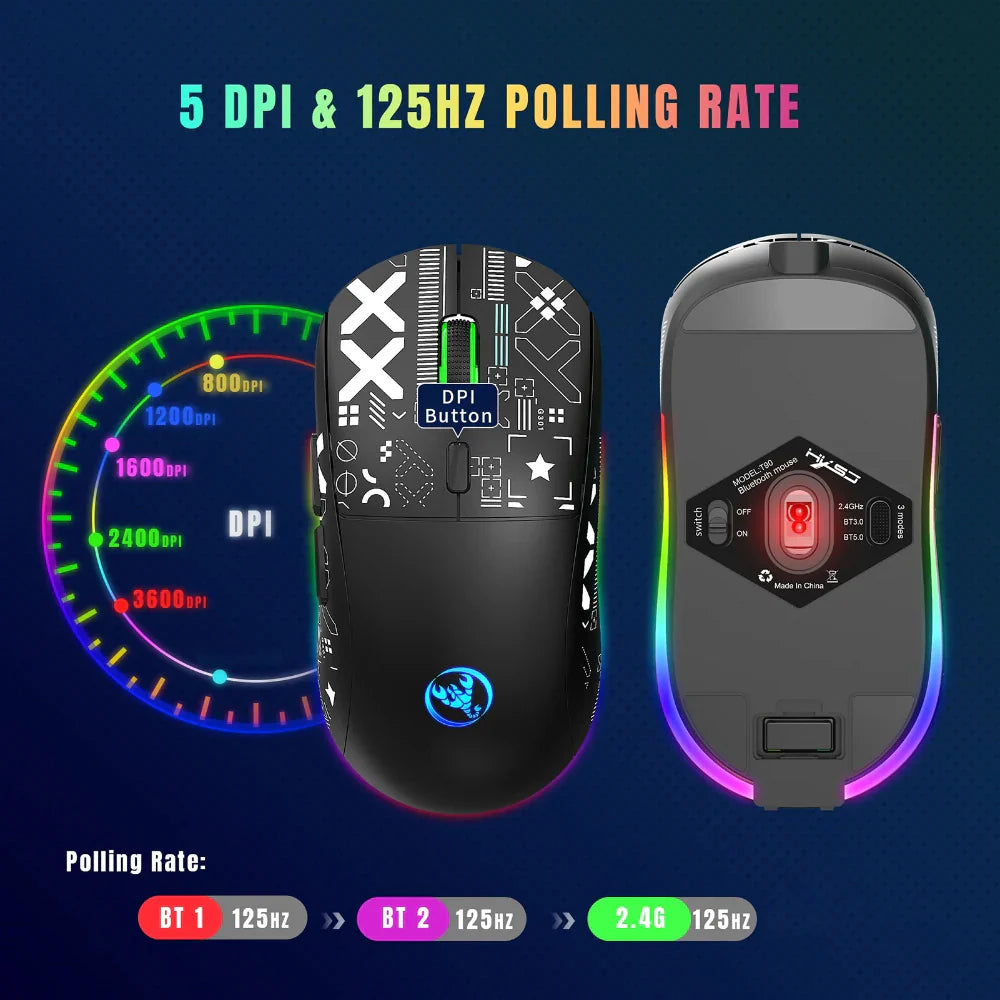 Rechargeable RGB Wireless Gaming Mouse with 3600 DPI for PC and Laptop

