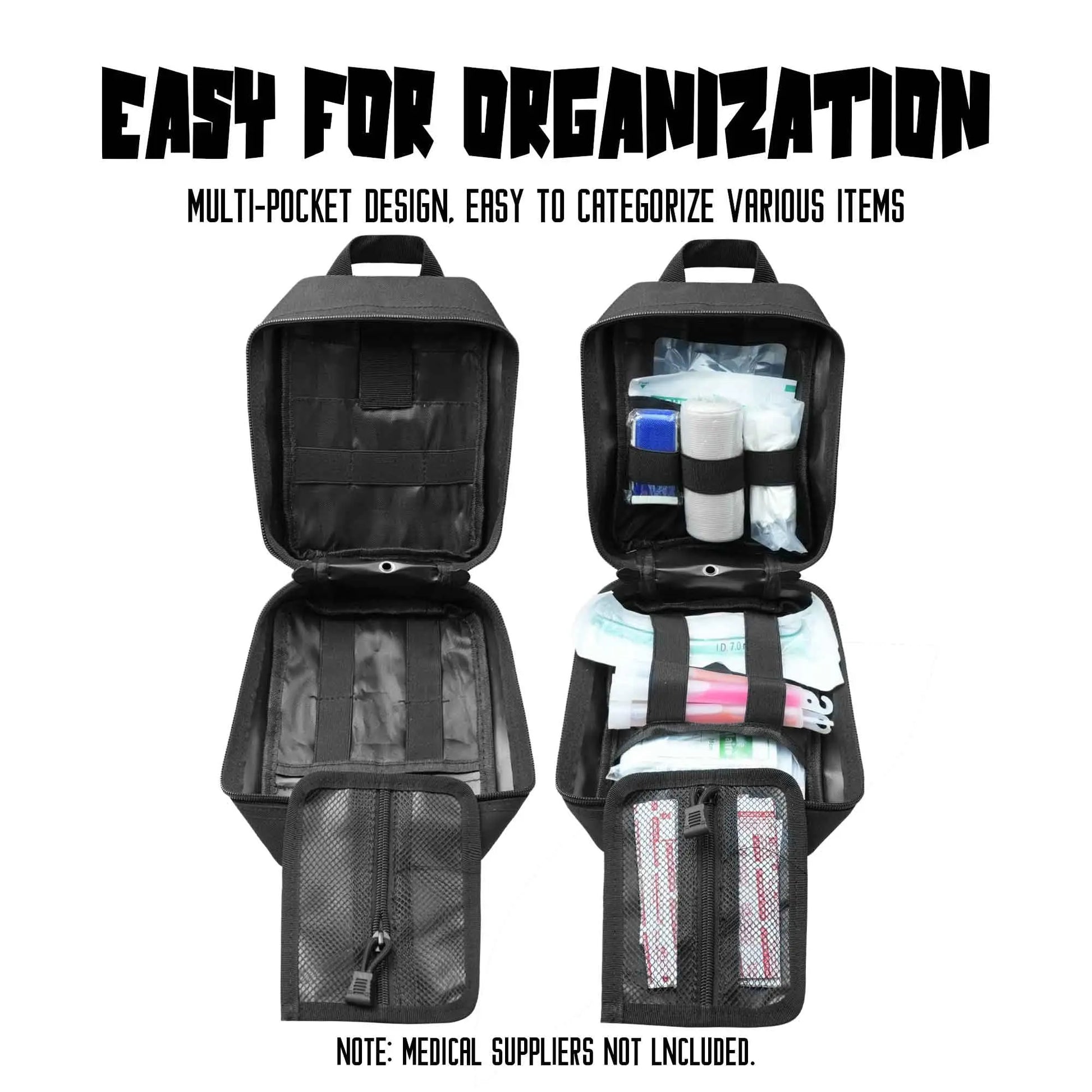 Rip away EMT pouch with molle attachment for hiking and emergency use