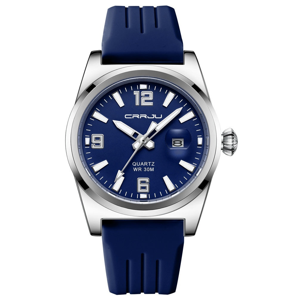 Rubber strap calendar watch for men and women active wear