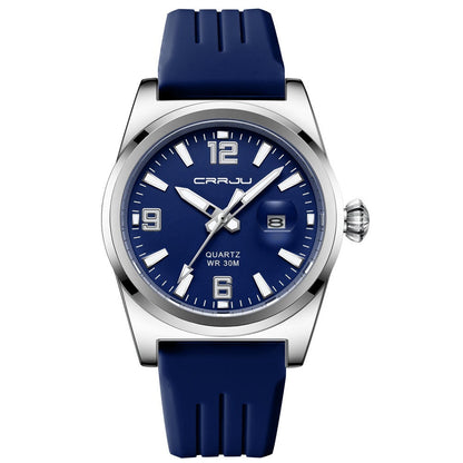 Rubber strap calendar watch for men and women active wear