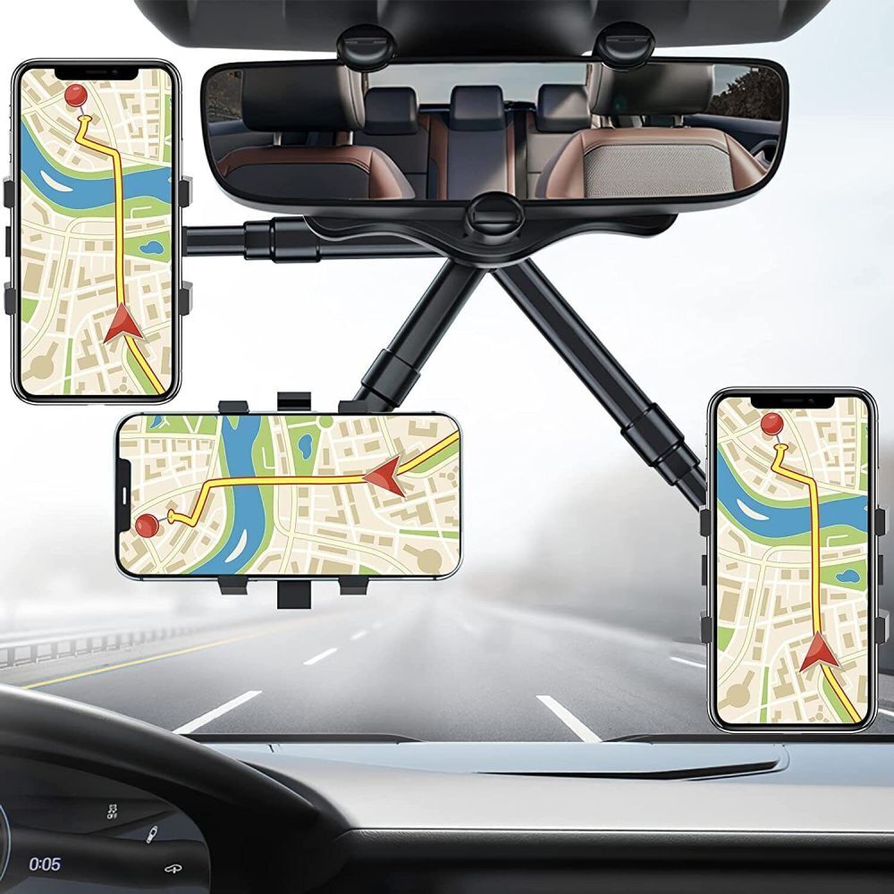 Luxora Universal Car Rearview Mirror Hands Free Phone Holder