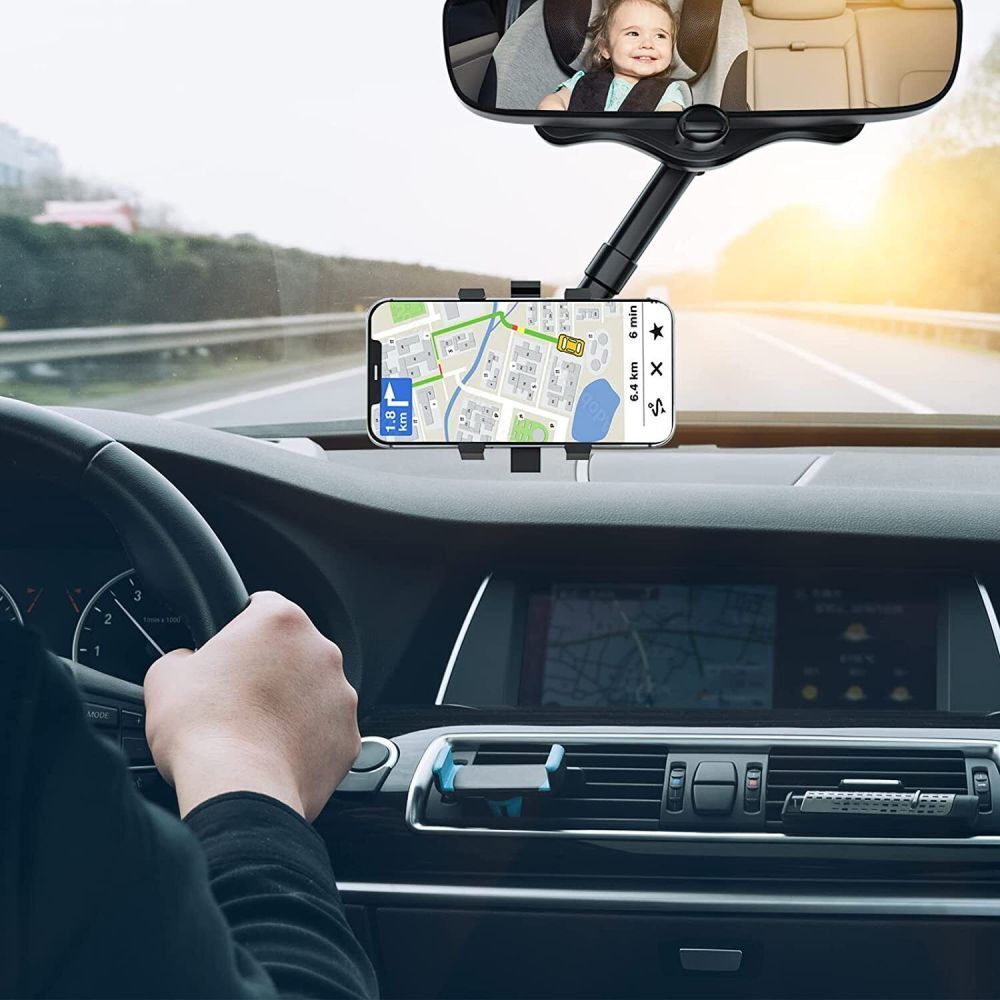 Luxora Universal Car Rearview Mirror Hands Free Phone Holder