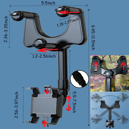 Luxora Universal Car Rearview Mirror Hands Free Phone Holder