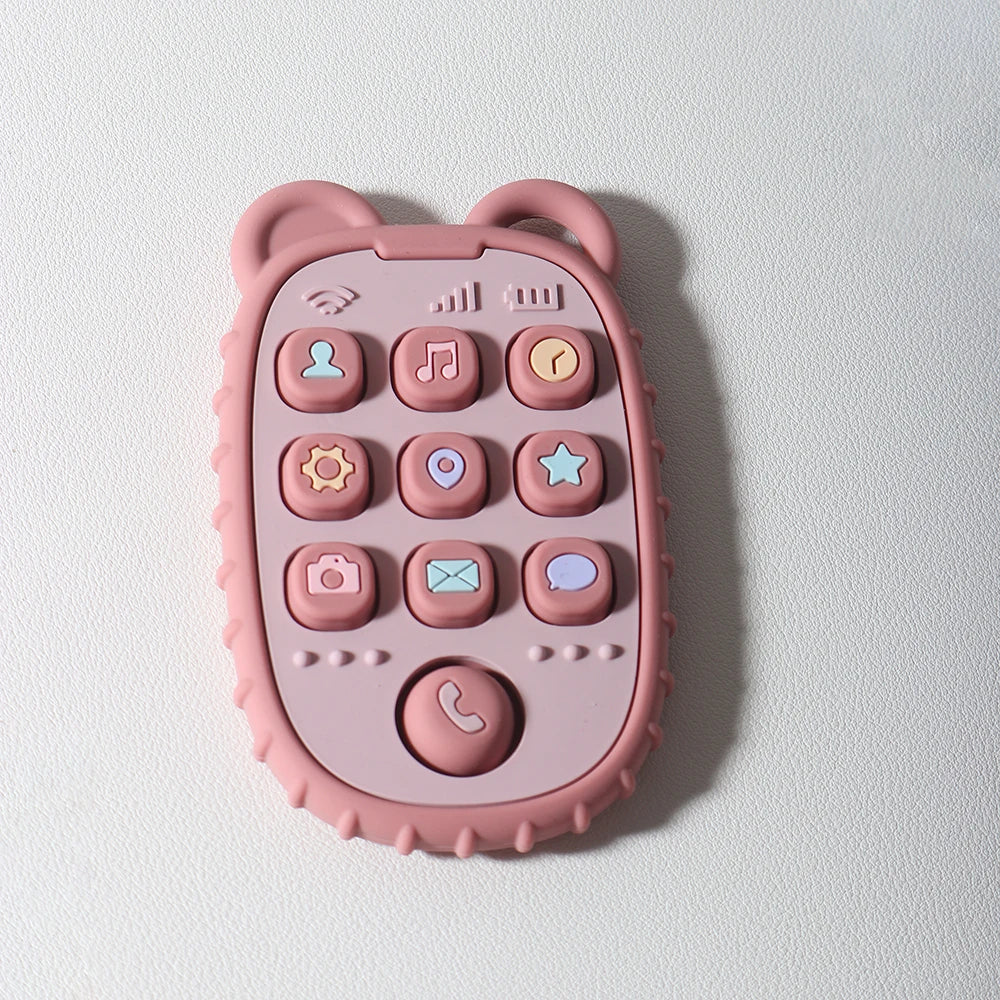 Colorful baby phone teething toy safe for chewing and learning

