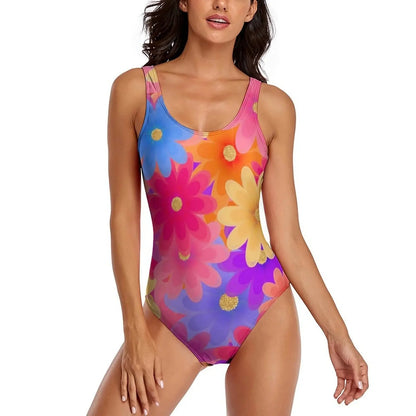 Colorful Floral Push-Up Swimwear One-Piece for Summer