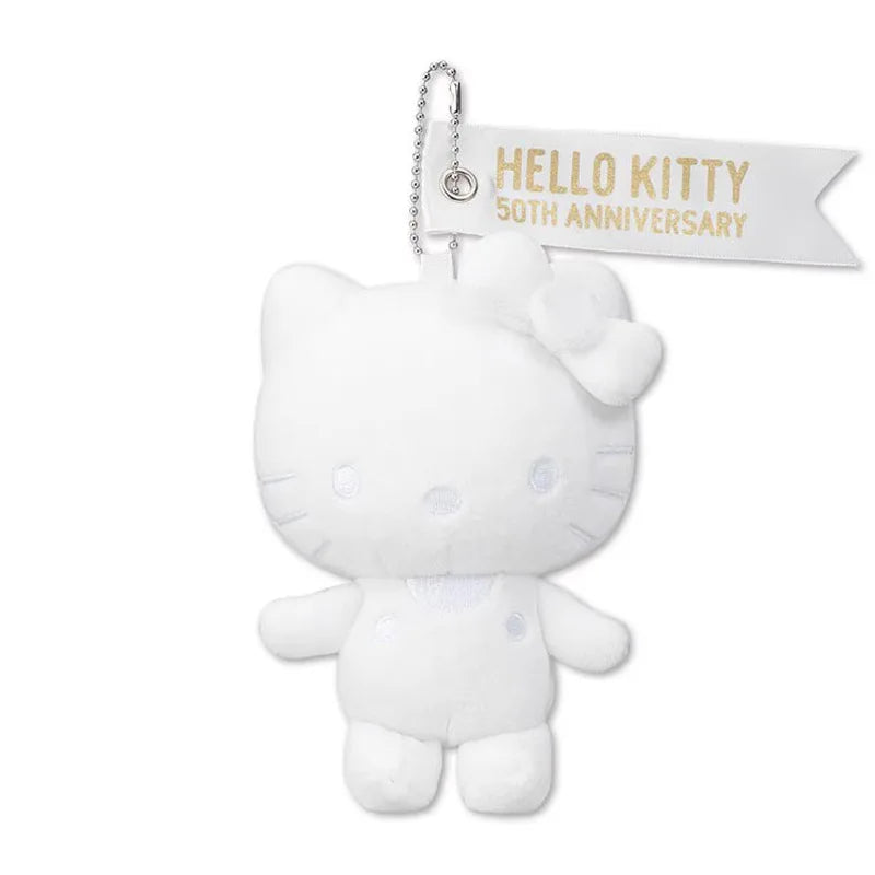 Sanrio Hello Kitty 50th Anniversary plush pendant in black and white for backpacks

