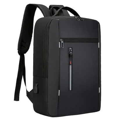 Men's waterproof laptop backpack with USB charging port and 15.6-inch capacity
