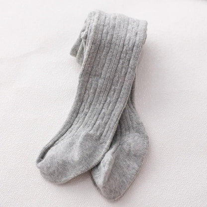 Baby girls knit tights made of soft cotton for seasonal toddler wear

