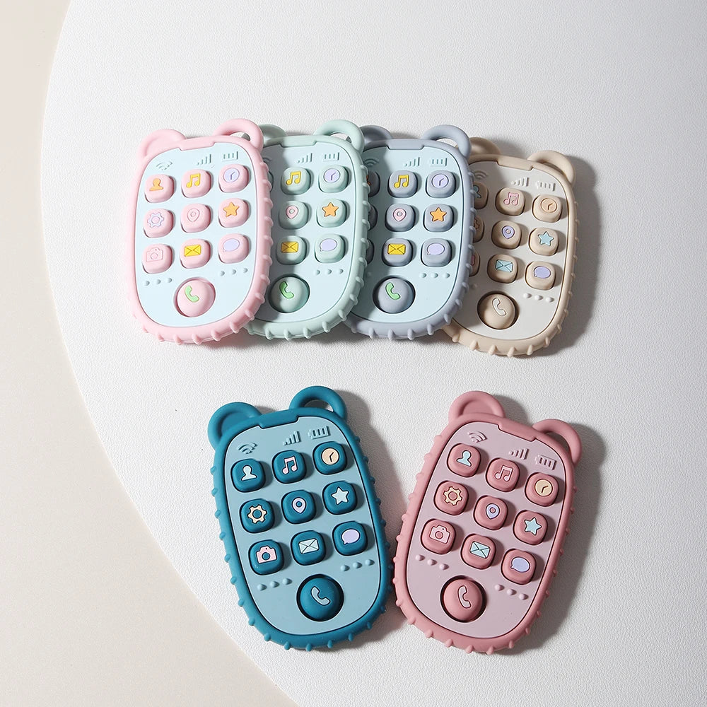 Colorful baby phone teething toy safe for chewing and learning