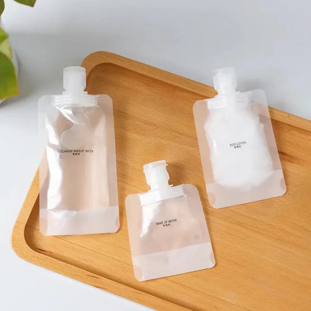 5pcs refillable travel empty squeeze bags for toiletries and cosmetics

