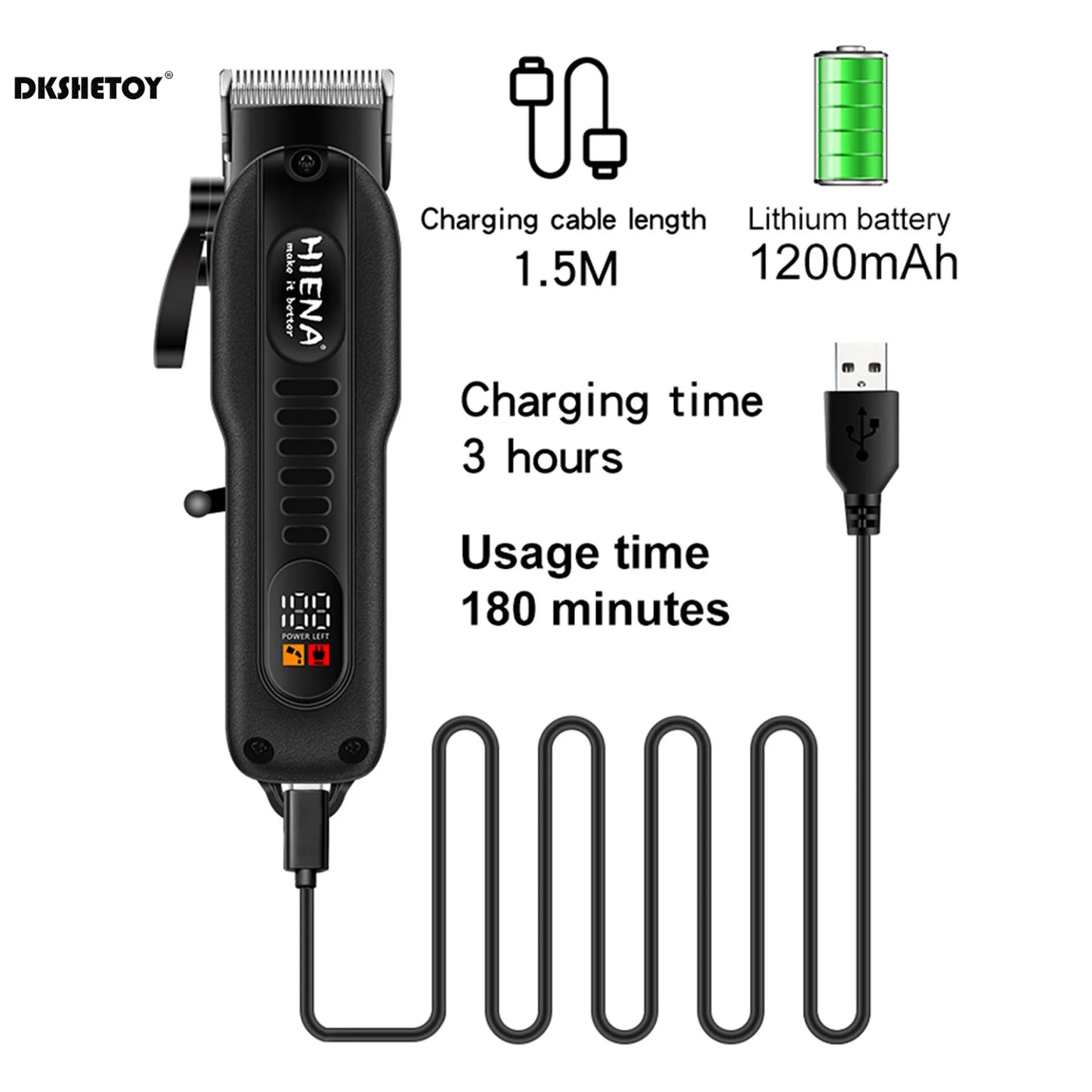 Professional barber clippers with digital display for haircut and beard