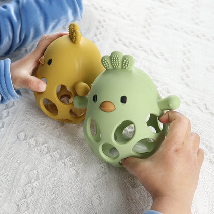 Cartoon chick-shaped baby silicone teether for teething relief