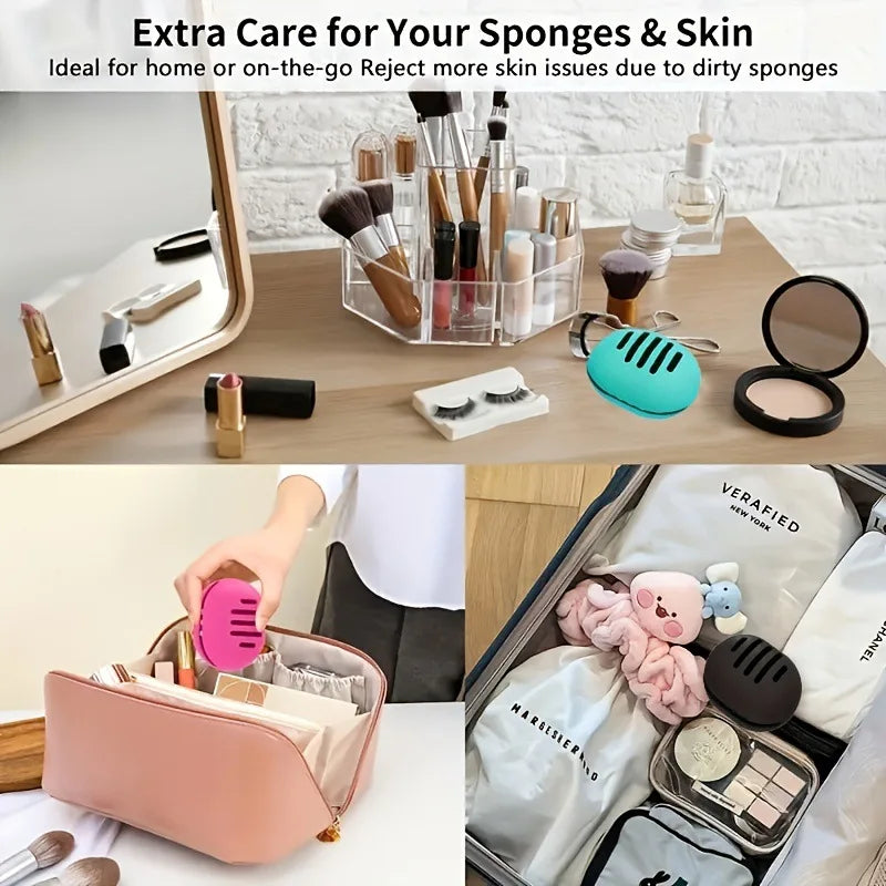 Silicone Makeup Sponge Storage Box for travel and dust-proof beauty use

