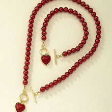 2-Pcs Pearl Necklace Bracelet Jewelry Set with faux pearls and silver-tone chain