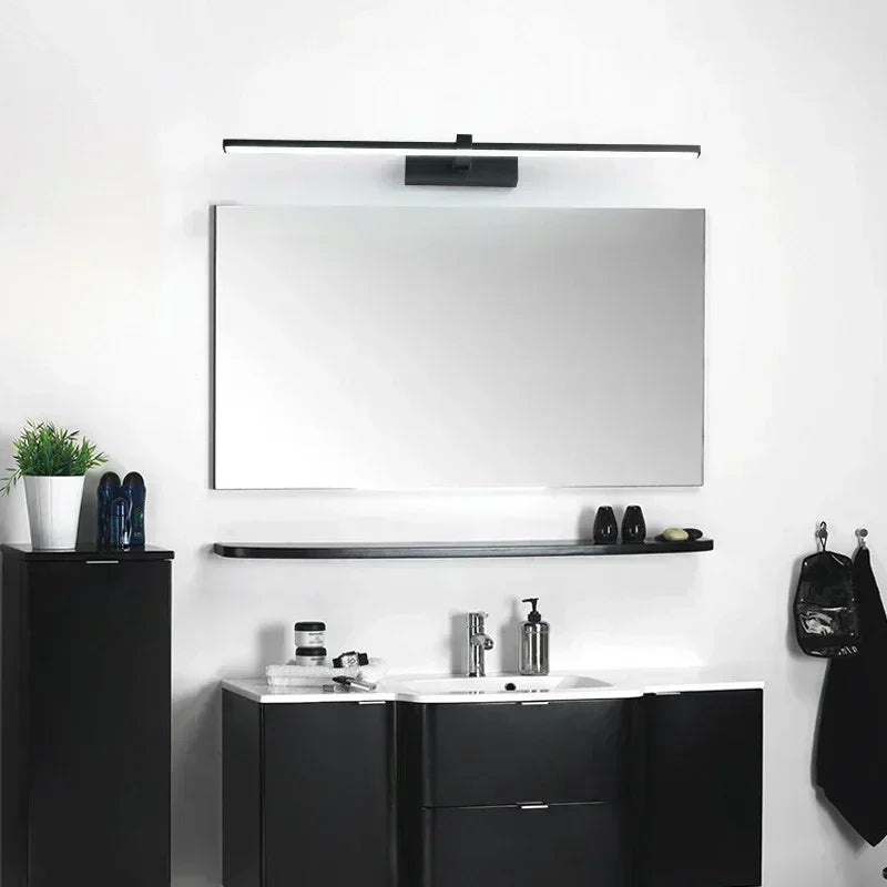 Sleek indoor LED strip wall lamp mounted in modern living room interior

