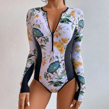 Surfing Long Sleeve Swimwear Print Bathing Suit Women