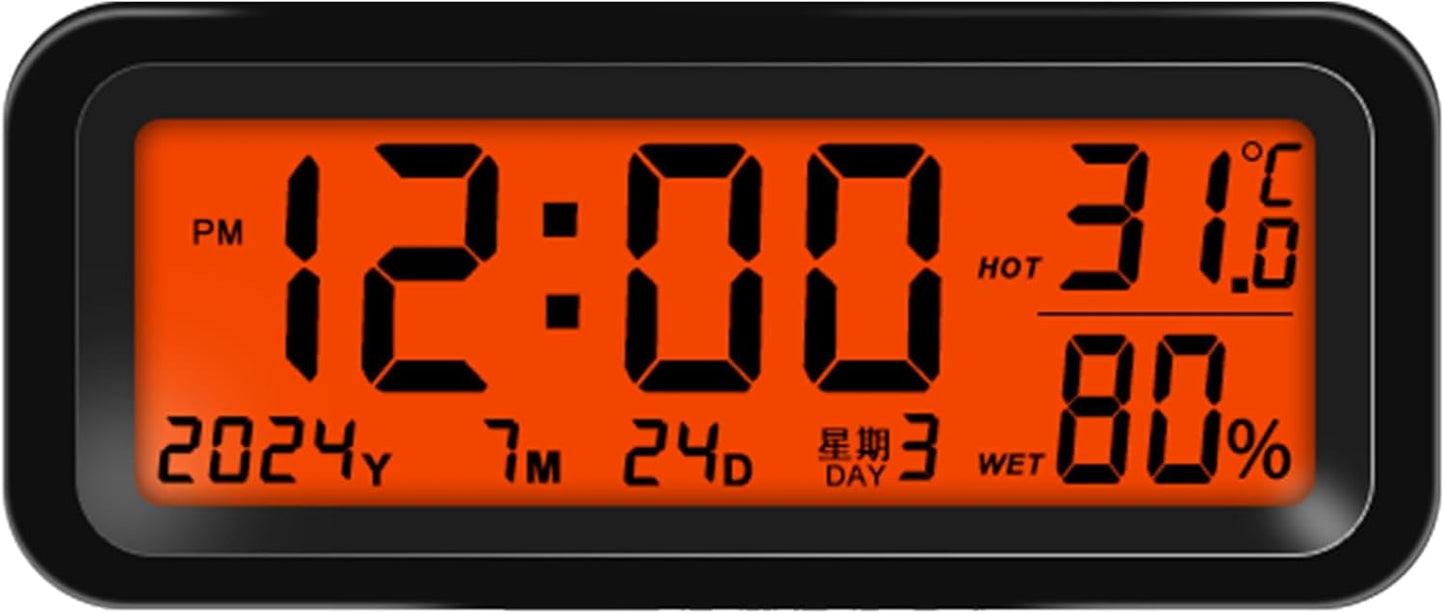 Rechargeable Car Digital Clock with Time, Date, Temperature & Humidity Display for Dashboard