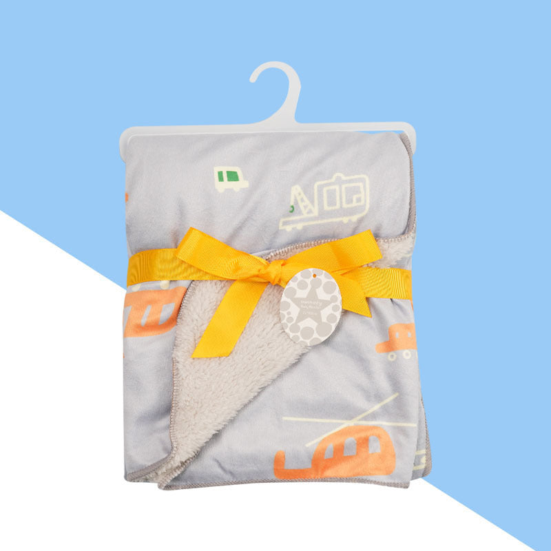 Double layer baby woolen blanket with soft plush fabric for newborn warmth

