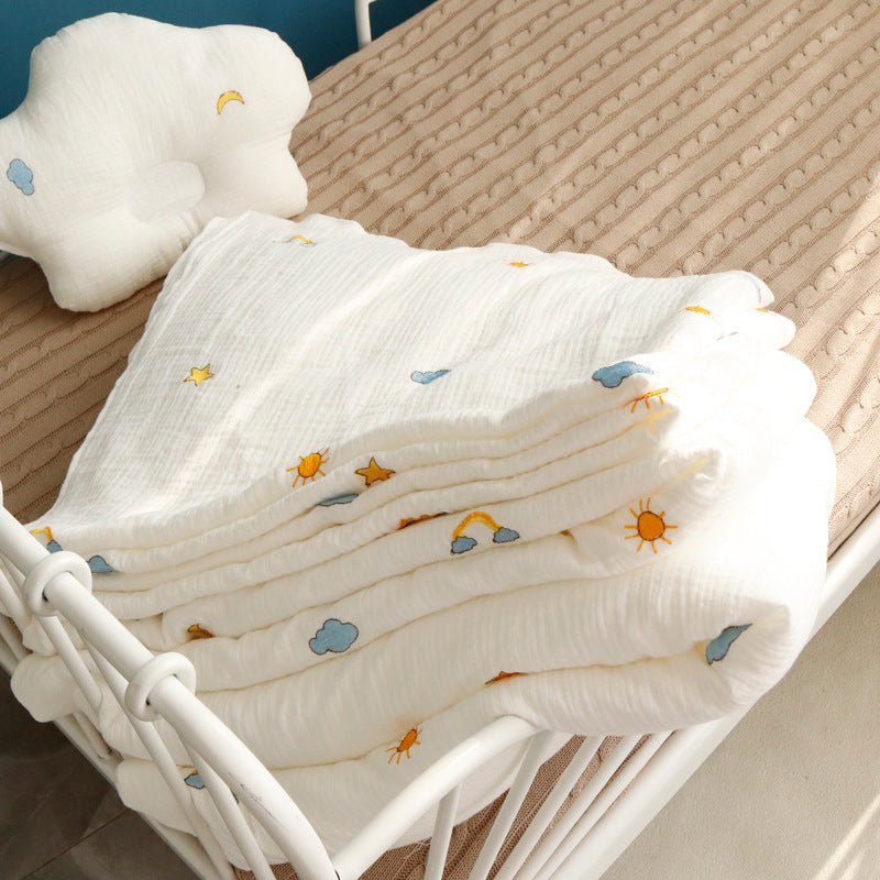 Super soft baby bath towel made of quilted cotton for gentle skin care

