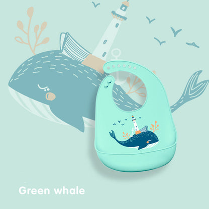 Baby silicone waterproof bib with food catcher for mess-free feeding


