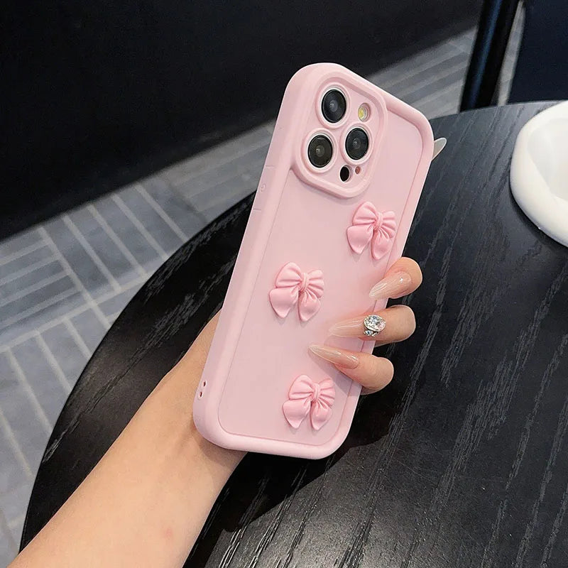 3D pink butterfly iPhone case with soft shockproof silicone design

