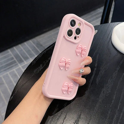 3D pink butterfly iPhone case with soft shockproof silicone design

