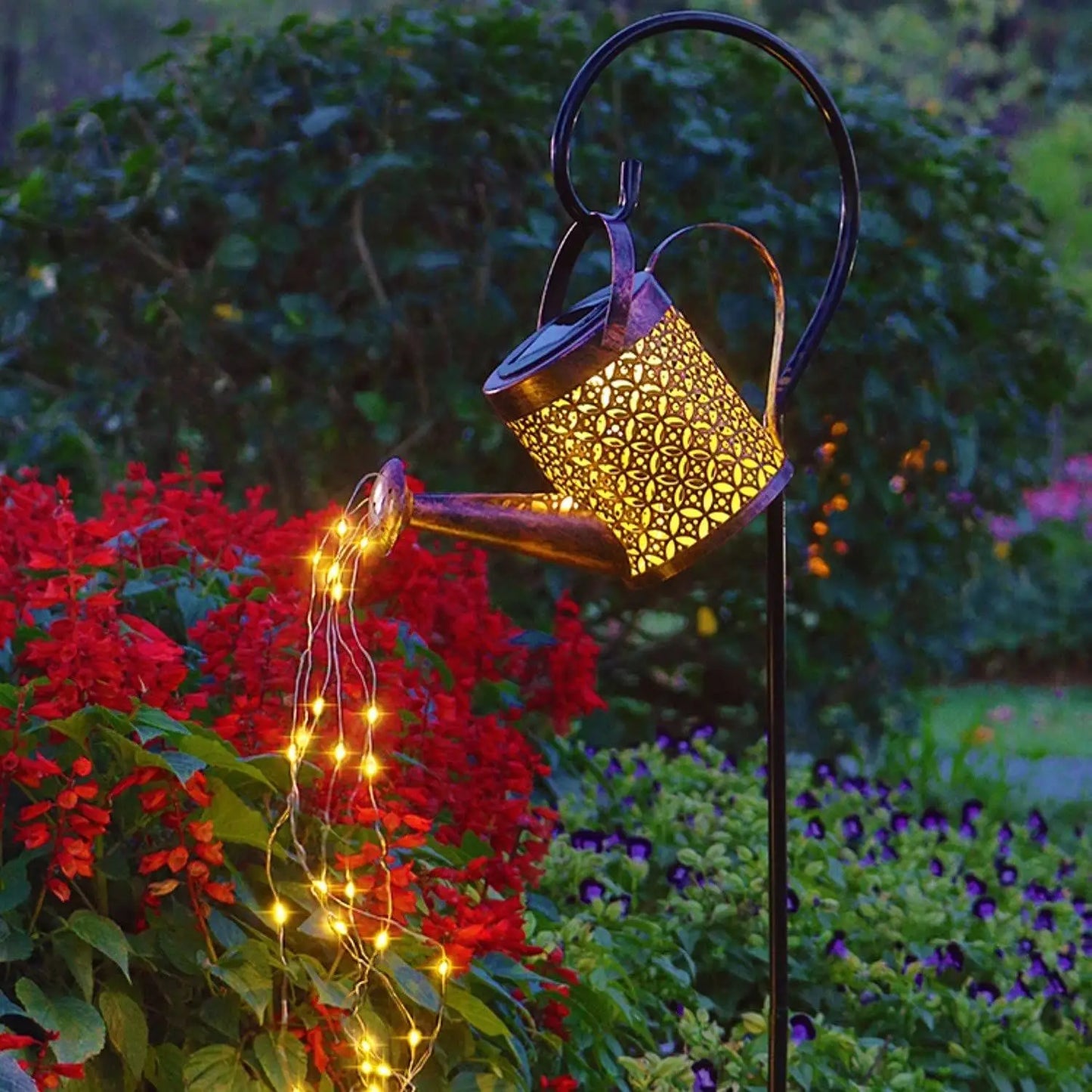 LED Solar Powered Watering Can Garden Ornament