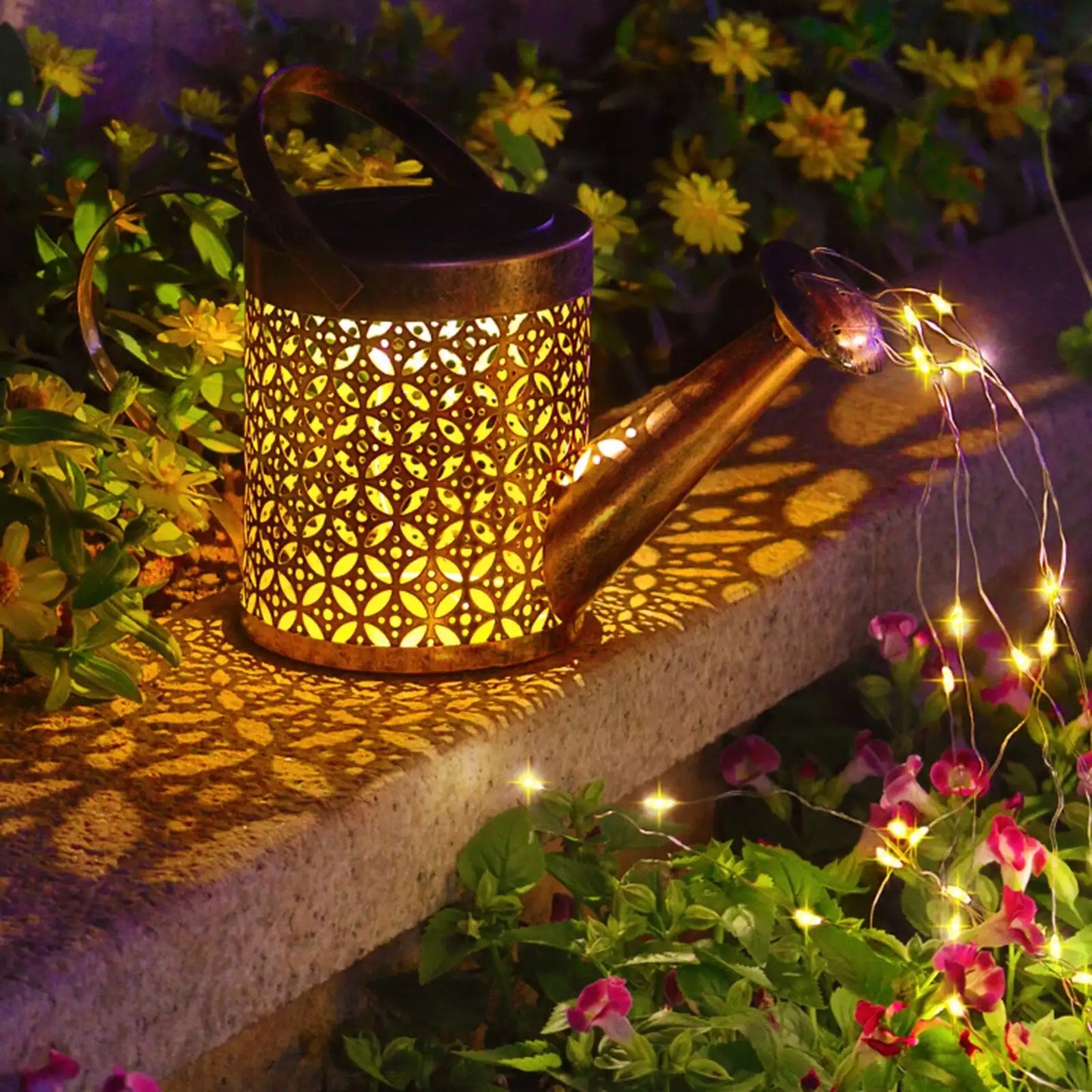 LED Solar Powered Watering Can Garden Ornament