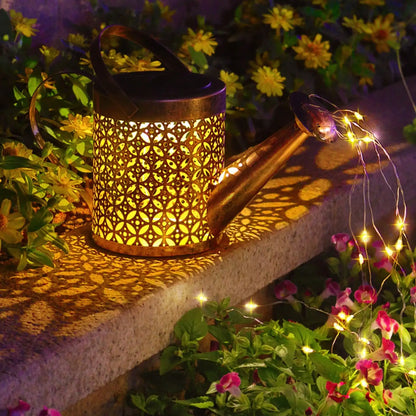 LED Solar Powered Watering Can Garden Ornament