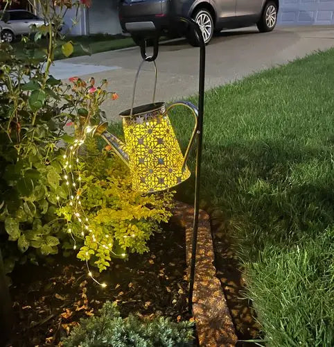 LED Solar Powered Watering Can Garden Ornament