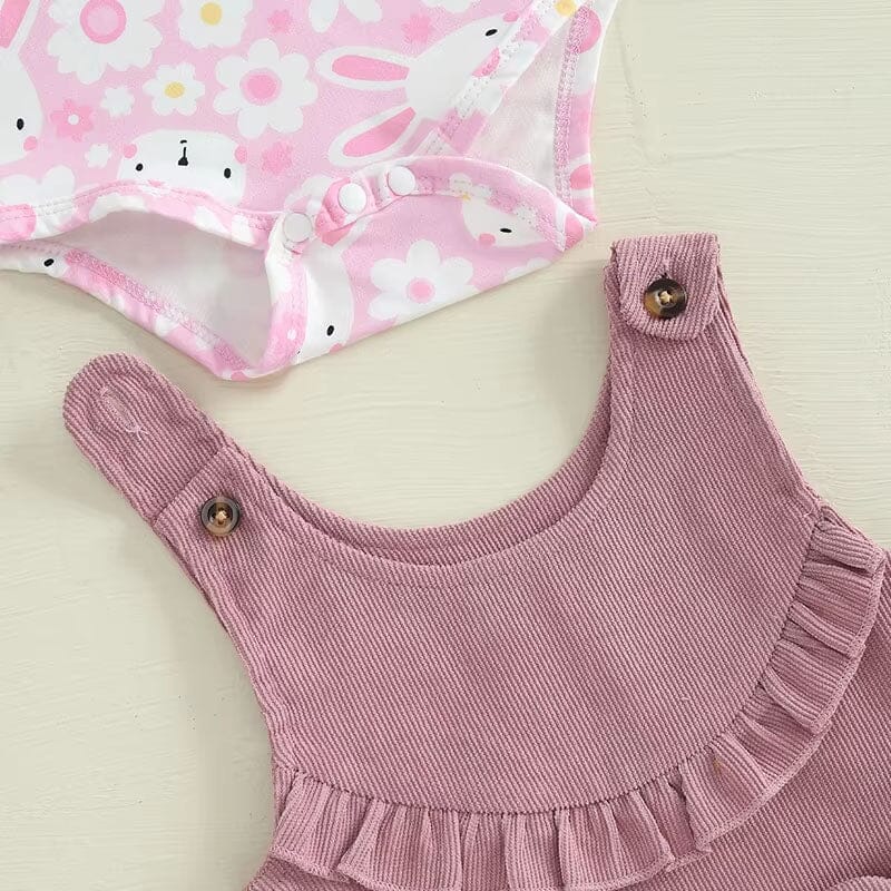 Short sleeve Easter baby outfit set with cute spring design

