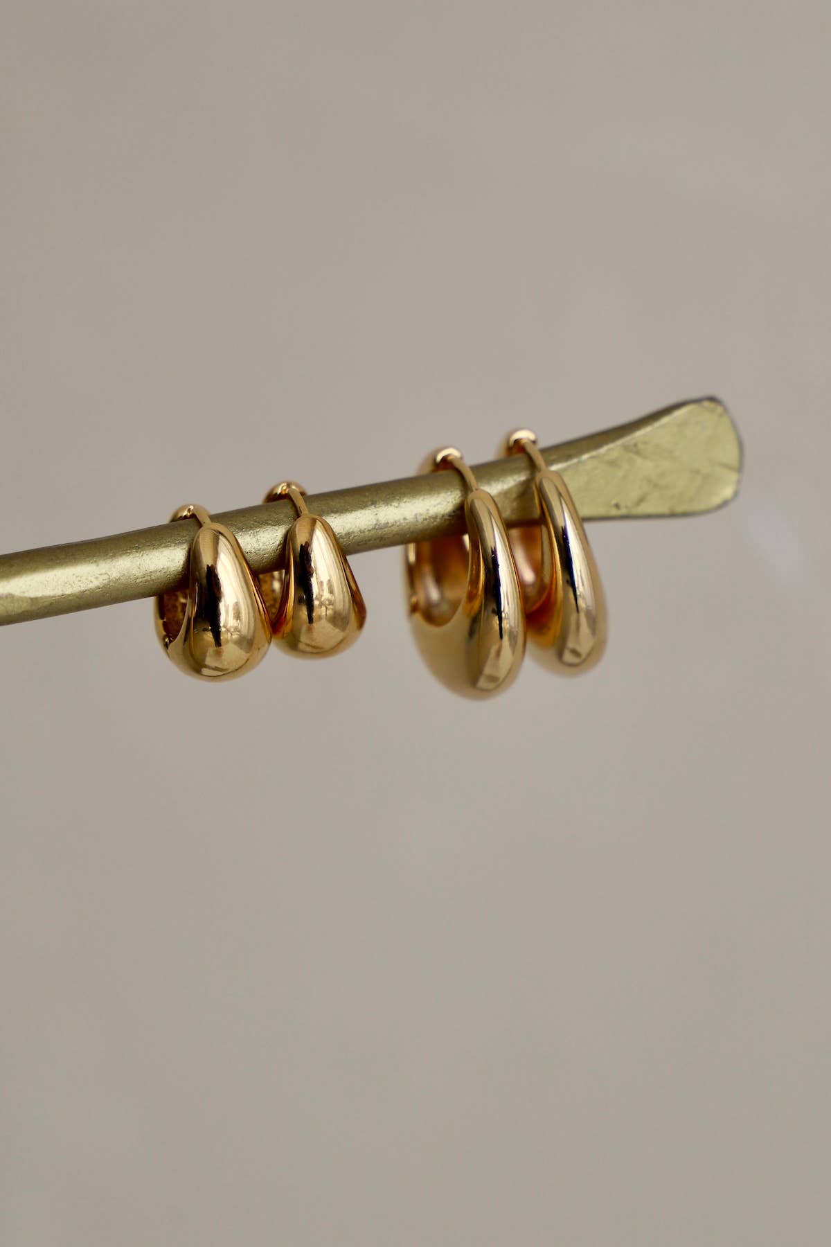 Amalfi chunky hoops gold plate earrings with click-top closure