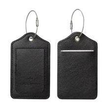 PU leather luggage tag with anti-loss wire loop and privacy cover

