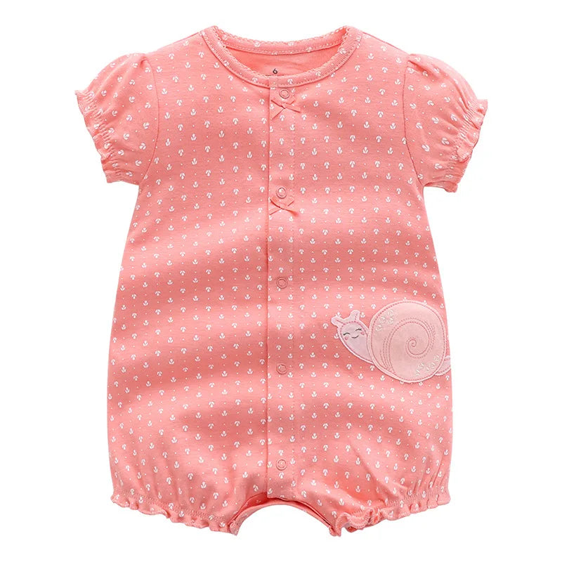 Summer baby girl cotton jumpsuit set for 0–24 months with cute design


