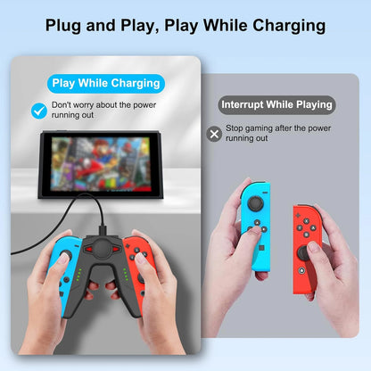 Nintendo Switch Joy Con Charger Dock with LED Indicator and Controller Bracket

