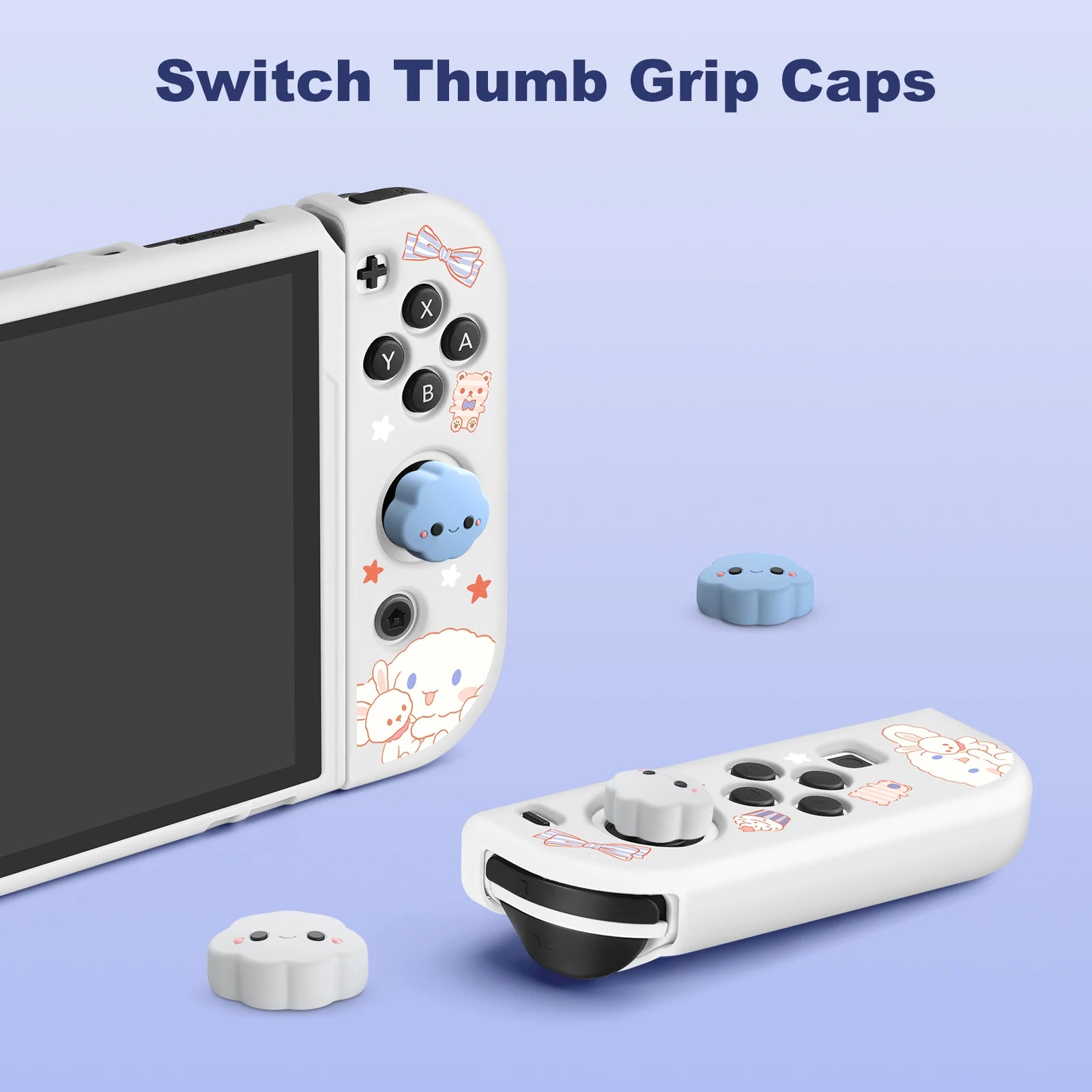 Cute big-eared dog Nintendo Switch case compatible with OLED model and cloud joystick caps

