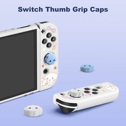 Cute big-eared dog Nintendo Switch case compatible with OLED model and cloud joystick caps

